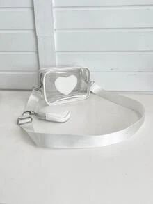 Mini Heart Pattern Transparent Square Bag With Coin Purse - White - View 2