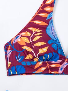 熱帶印花露背式夏季沙灘比基尼套裝 - 彩色 - 查看 5