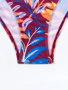 熱帶印花露背式夏季沙灘比基尼套裝 - 彩色 - 查看 6