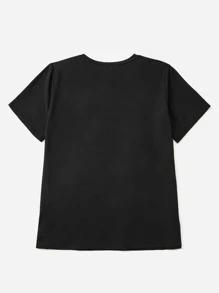 SHEIN Essnce Plus Slogan Graphic Tee - Black - View 2