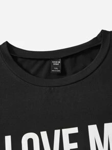 SHEIN Essnce Plus Slogan Graphic Tee - Black - View 4