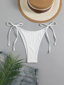 Bottom de bikini con cordón lateral - Blanco - Ver 5