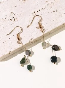 Stone Drop Earrings - Multicolor - View 2