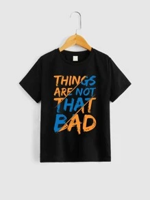 Boys 1pc Slogan Graphic Tee - Black - View 1