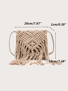 Yogodlns Túi Crossbody Nữ mép Nhiệt đới Kỳ nghỉ - Xám - Xem 7