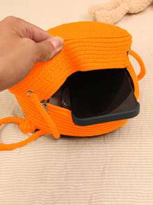 Yogodlns Mini Neon Orange Straw Bag - Burnt Orange - View 5