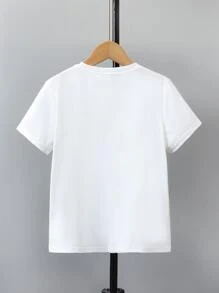 SHEIN Vacaura Tween Boy Casual Loose Fit Breathable Comfortable T-shirt With Letter Print - White - View 6