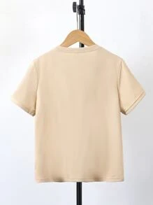 SHEIN Tops con trai màu trơn Giải trí - Màu be - Xem 2