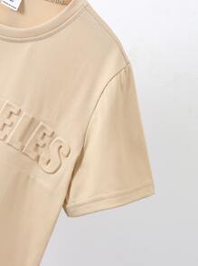 SHEIN Tops con trai màu trơn Giải trí - Màu be - Xem 5