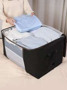 1pc High Capacity Transparent Window Clothing Quilt Storage Bag Decorations Decor Festival Decor Room Decor Home Decor Bed Room Decor Dress Pants Shoes Jeans Boots Skirt Bedroom, Organizer, Home Storage, For White T-Shirt Women, Black Pants Women, Ladies Winter Clothes, Dress, Winter Clothes For Ladies, Elegant Woman Dresses, White Shirt For Ladies, Long Sleeve, White Jumpsuit For Women, Spring Dresses For Women, Spring Outfits For Women, Spring, Spring Clothes, Minimalist, Summer Tops Storage - Black - View 4