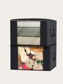 1pc High Capacity Transparent Window Clothing Quilt Storage Bag Decorations Decor Festival Decor Room Decor Home Decor Bed Room Decor Dress Pants Shoes Jeans Boots Skirt Bedroom, Organizer, Home Storage, For White T-Shirt Women, Black Pants Women, Ladies Winter Clothes, Dress, Winter Clothes For Ladies, Elegant Woman Dresses, White Shirt For Ladies, Long Sleeve, White Jumpsuit For Women, Spring Dresses For Women, Spring Outfits For Women, Spring, Spring Clothes, Minimalist, Summer Tops Storage - Black - View 5