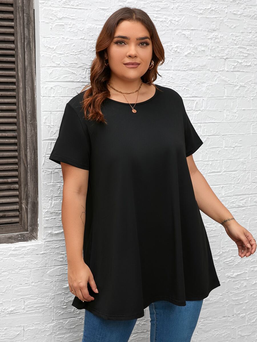 SHEIN Essnce Plus Solid Longline Tee