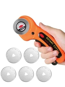 45mm Rotary Cutter With 5pcs Replacement Blades Rotary Fabric Cutter With Comfortable Handle For Sewing Fabric Leather Quilting Professional Tool - Multicolor - View 1