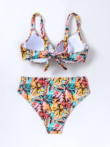 SHEIN Swim Floral Print Push Up Summer Beach Bikini Set - Multicolor - View 6