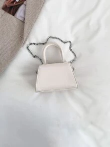 Túi đeo chéo Nữ Nơ Bướm màu trơn Chuỗi Tay cầm Top Đúng mốt - trắng - Xem 8