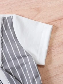 Baby Boy Striped Print Tie Print 2 In 1 Tee & Shorts - Multicolor - View 6