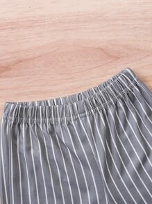 Baby Boy Striped Print Tie Print 2 In 1 Tee & Shorts - Multicolor - View 8