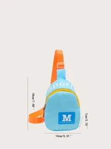 兒童字母圖案單肩包 - 淺藍色 - 查看 3