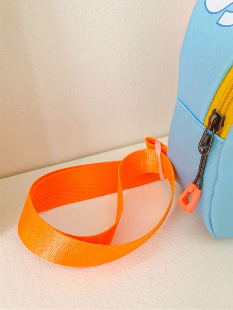 兒童字母圖案單肩包 - 淺藍色 - 查看 4