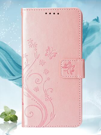 GLANDOTU Etui na telefon z klapką Odporna na wstrząsy skóra PU z wytłoczonym wzorem motyla Złoty portfel z miejscem na kartę Magnetyczny klips Wyściełane etui na telefon z wyściółką TPU Kompatybilne z Samsung Galaxy  i innymi modelami telefonów komórkowych w kolorze różowego złota Kompatybilne z iPhone15/15Plus/15Pro/15Promax