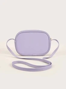 A Girl's Purple Pu Quilted Plaid Fashionable Square Crossbody Bag For Daily Use - Purple - View 5