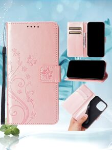 GLANDOTU Flip Phone Case Shockproof PU Leather Embossed Butterfly Pattern Gold Wallet With Card Slot Magnetic Clip TPU Lined Padded Phone Case Compatible With Samsung Galaxy And Other Mobile Phone Models In Rose Gold Colour Compatible With IPhone15/15Plus/15Pro/15Promax,International Version, Not The Domestic Version - Rose Gold - View 5