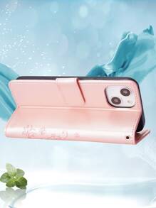 GLANDOTU Flip Phone Case Shockproof PU Leather Embossed Butterfly Pattern Gold Wallet With Card Slot Magnetic Clip TPU Lined Padded Phone Case Compatible With Samsung Galaxy And Other Mobile Phone Models In Rose Gold Colour Compatible With IPhone15/15Plus/15Pro/15Promax,International Version, Not The Domestic Version - Rose Gold - View 6