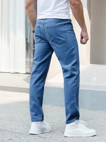 Mężczyźni Dżinsy z prostą nogawką Bawełna Slant Pocket