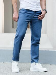 Mężczyźni Dżinsy z prostą nogawką Bawełna Slant Pocket