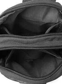 腰包男士休閒包旅行錢包防水腰帶拉鍊戶外運動范妮多功能包手機袋胸包 - 黑色 - 查看 6