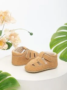 Sporty Skate Shoes For Boys, Hook-and-loop Fastener Strap Sneakers - Mustard Yellow - View 4