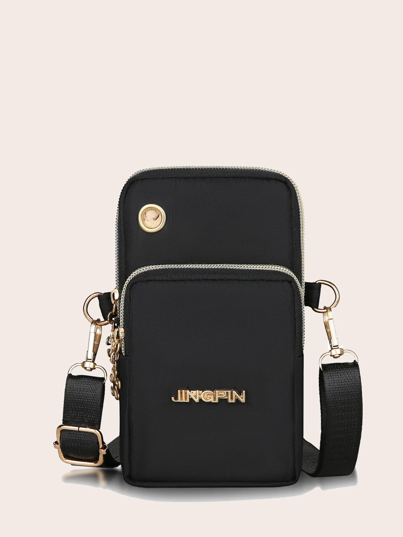 Mini Nam Chữ Chi Tiết Túi Vuông Ví Ví Túi Túi Đeo Vai Túi Đựng Điện Thoại Túi Đựng Điện Thoại Clutch - màu đen - Xem 1