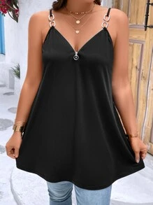 SHEIN LUNE Top de tirantes con diseño de aro O - Negro - Ver 5