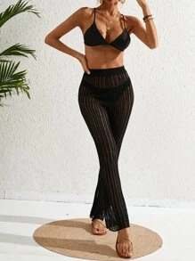 SHEIN VCAY Áo che Nữ cắt màu trơn - màu đen - Xem 5