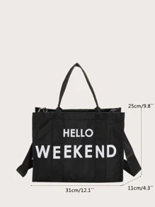 Letter Graphic Shopper Bag, Mother's Day Gift For Mom - Black - View 3