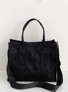 Letter Graphic Shopper Bag, Mother's Day Gift For Mom - Black - View 6