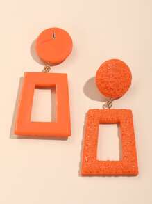 幾何掛墜耳墜 - 橘色 - 查看 2