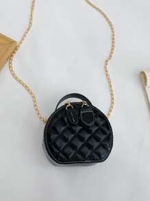 Chicas Bolsa creativa con patrón guateado con cadena - Negro - Ver 2