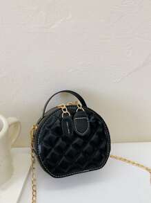 Chicas Bolsa creativa con patrón guateado con cadena - Negro - Ver 4