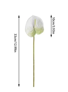 1 件人造手感软橡胶红色棕榈叶道具，家居装饰假花插花 - 白色 - 查看 4