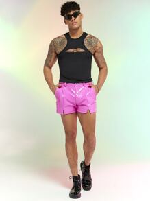 Manfinity RebelGame Áo thun & Áo lót Nam Cắt ra màu trơn Giải trí - màu đen - Xem 6