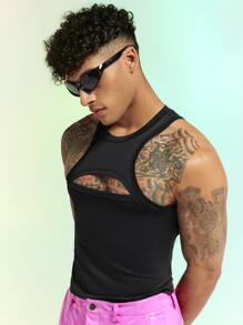 Manfinity RebelGame Áo thun & Áo lót Nam Cắt ra màu trơn Giải trí - màu đen - Xem 8