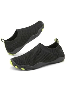 運動瑜伽鞋適用於男孩針織細節一腳蹬涉水鞋