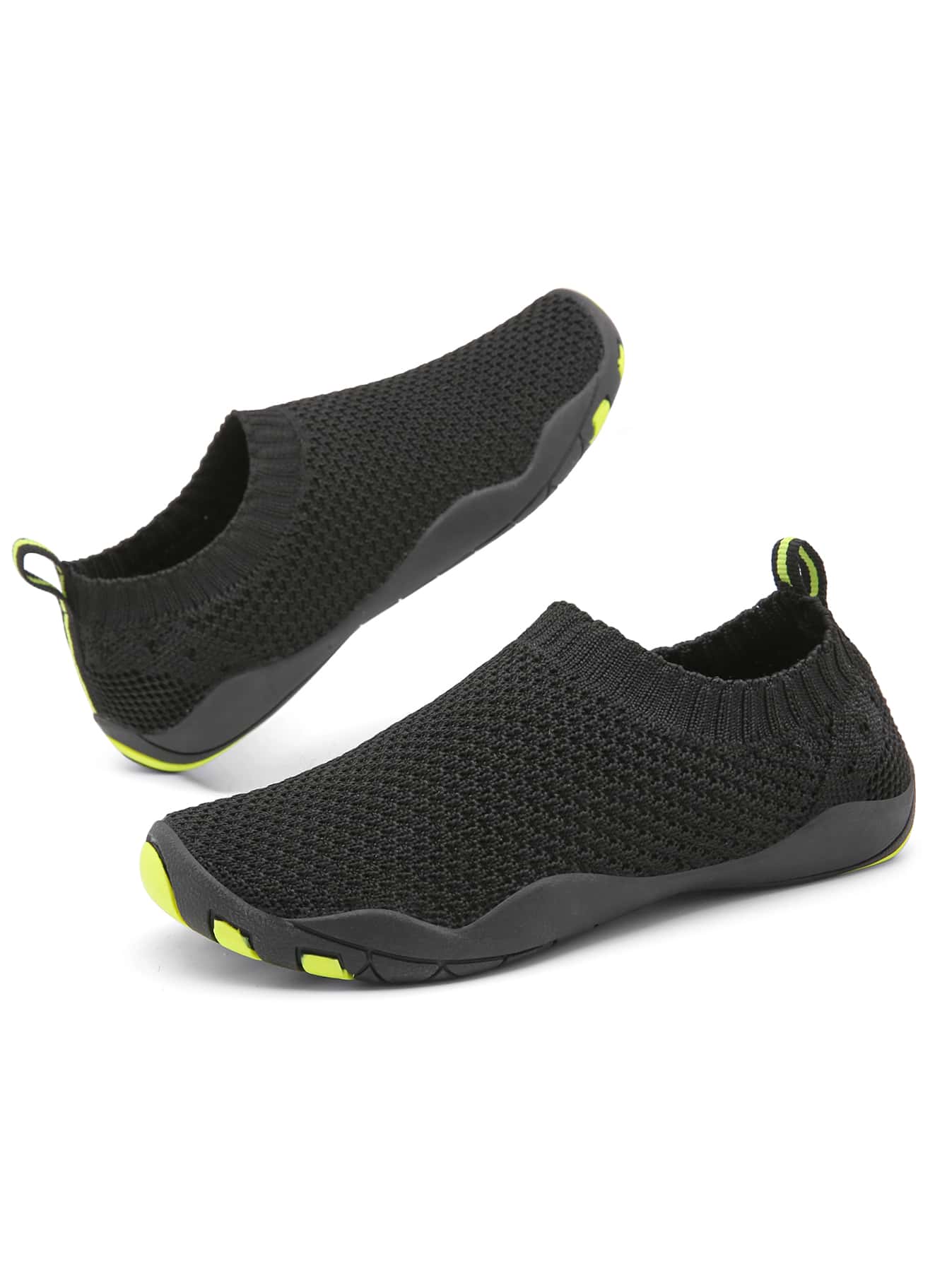 運動瑜伽鞋適用於男孩針織細節一腳蹬涉水鞋