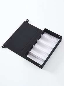 1pc PU Glasses Storage Box, Solid Color Black Multi-grid Display Rack For Home - Black - View 2