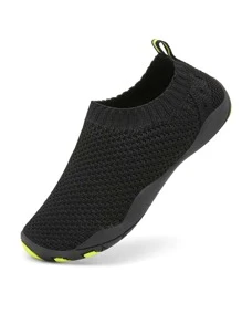 運動瑜伽鞋適用於男孩針織細節一腳蹬涉水鞋