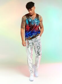 FeverCity Quần Nam Dây kéo Túi màu trơn Giải trí - Bạc - Xem 3