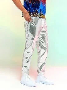 FeverCity Quần Nam Dây kéo Túi màu trơn Giải trí - Bạc - Xem 5