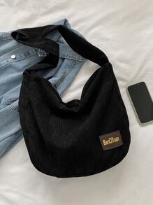 字母貼飾流浪包 - 黑色 - 查看 3