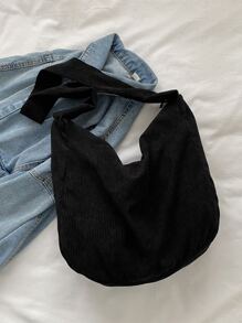 字母貼飾流浪包 - 黑色 - 查看 4